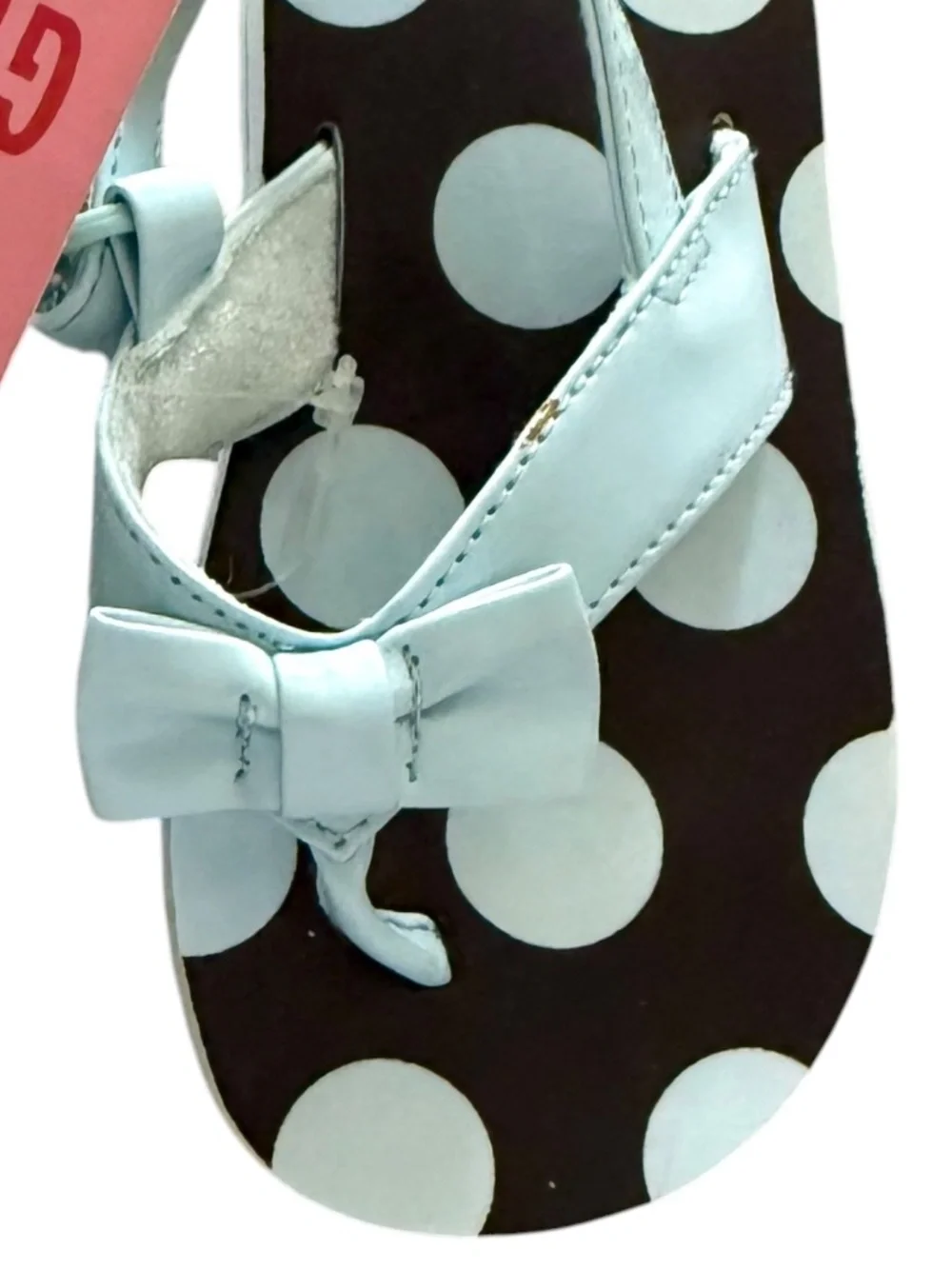 NWT Gymboree Light Blue Polka Dot Flip Flops Sandals 5-6 Girls